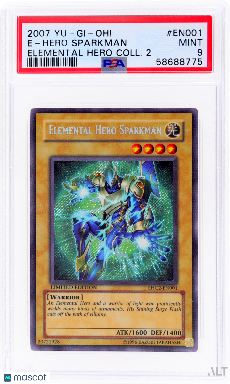 2007 Yu-Gi-Oh! Elemental Hero Sparkman #EHC2-EN001 PSA 9 – Collectors Club