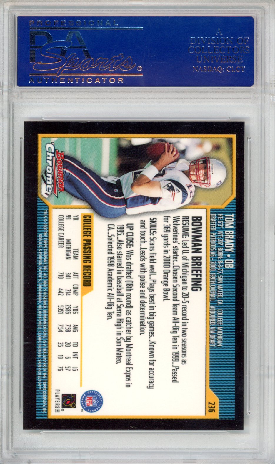 2000 Bowman Chrome Tom Brady #236 PSA 10