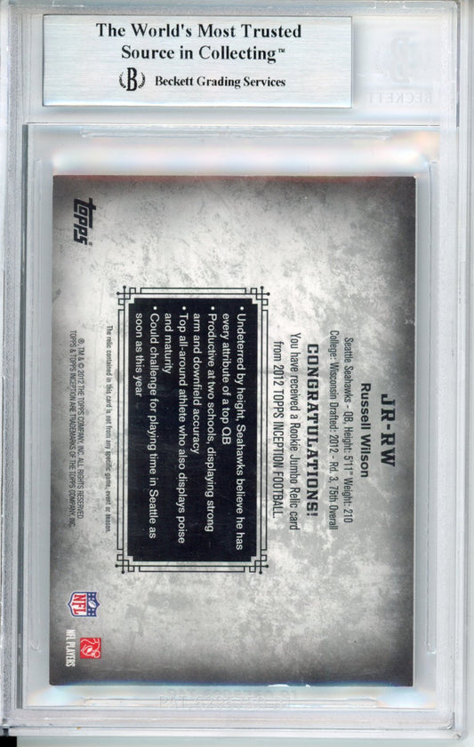 2012 Topps Inception Rookie Relics Jumbo Swatch Russell Wilson #JRRW 044/165 BGS 8.5