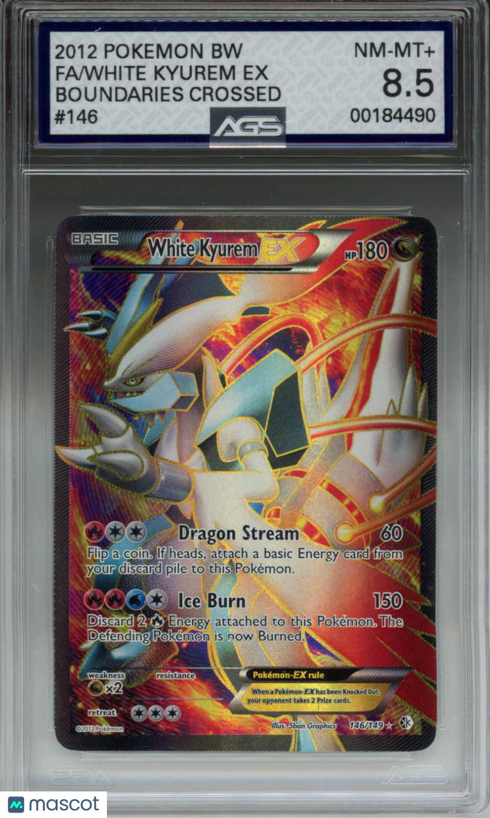 2012 Pokemon Boundaries Crossed White Kyurem EX #146 AGS 8.5