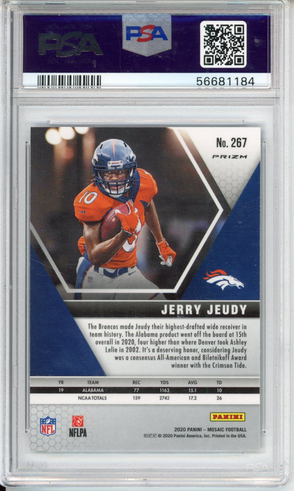 2020 Panini Mosaic Jerry Jeudy #267 Genesis PSA 10