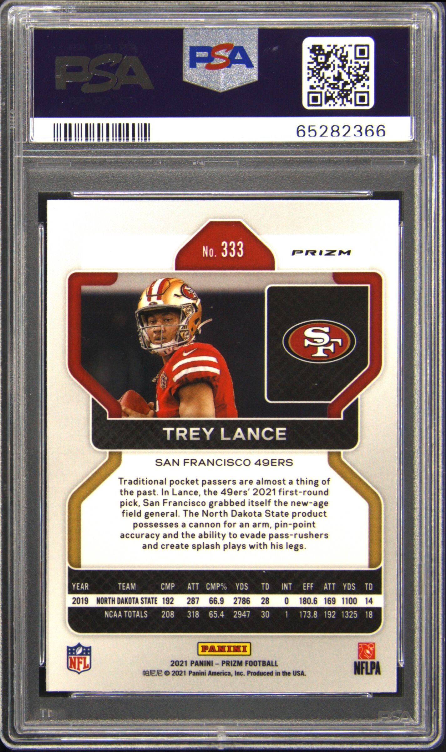 2021 Panini Prizm #333 Trey Lance Silver Prizm Rookie RC PSA 9