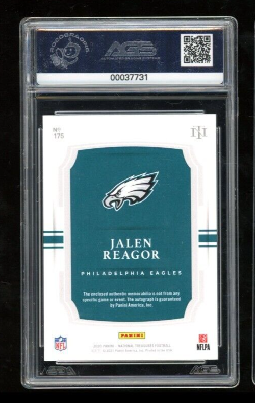 2020 Panini National Treasures Jalen Reagor #175 Rookie Patch Autograph AGS 9