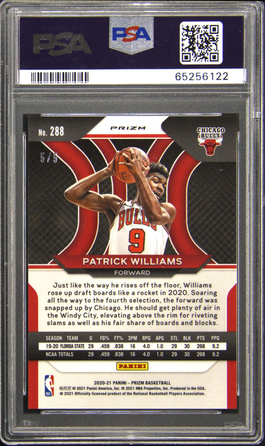 2020 Panini Prizm #288 Patrick Williams Green Shimmer Rookie RC 5/5 PSA 9