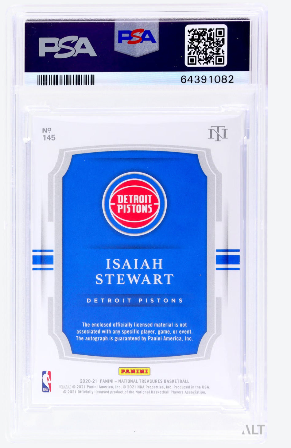 2020 National Treasures Isaiah Stewart #145 Rookie Patch Auto RPA RC PSA 8