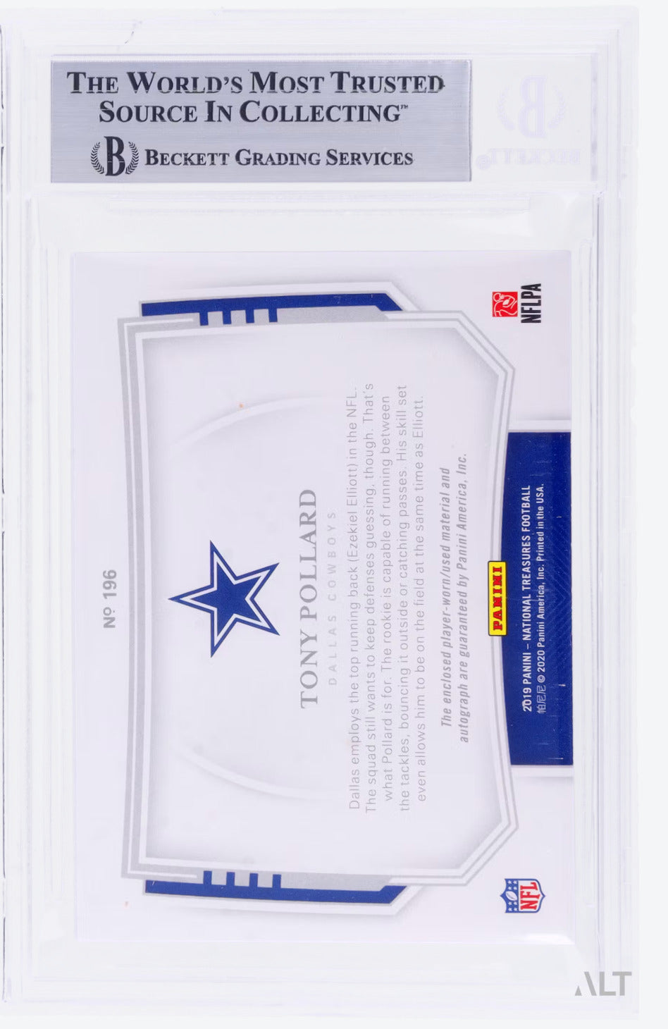 2019 Panini National Treasures Tony Pollard #196 BGS 8.5 Auto 9
