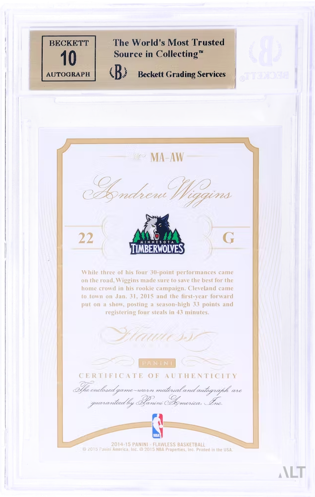 2014 Panini Flawless Andrew Wiggins #MA-WA Gold BGS 9.5 Auto 10