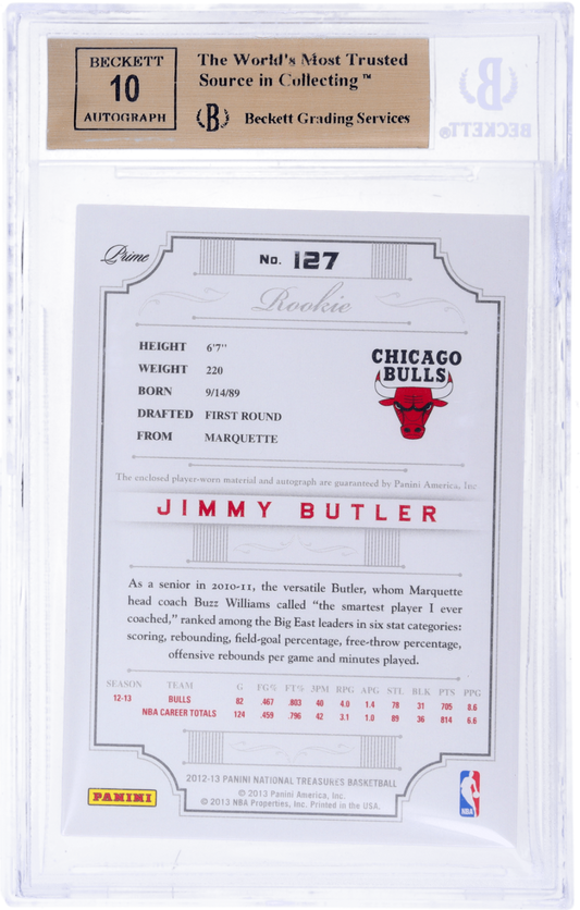 Panini National Treasures Jimmy Butler #127 Jersey Auto BGS 9.5 Auto 10