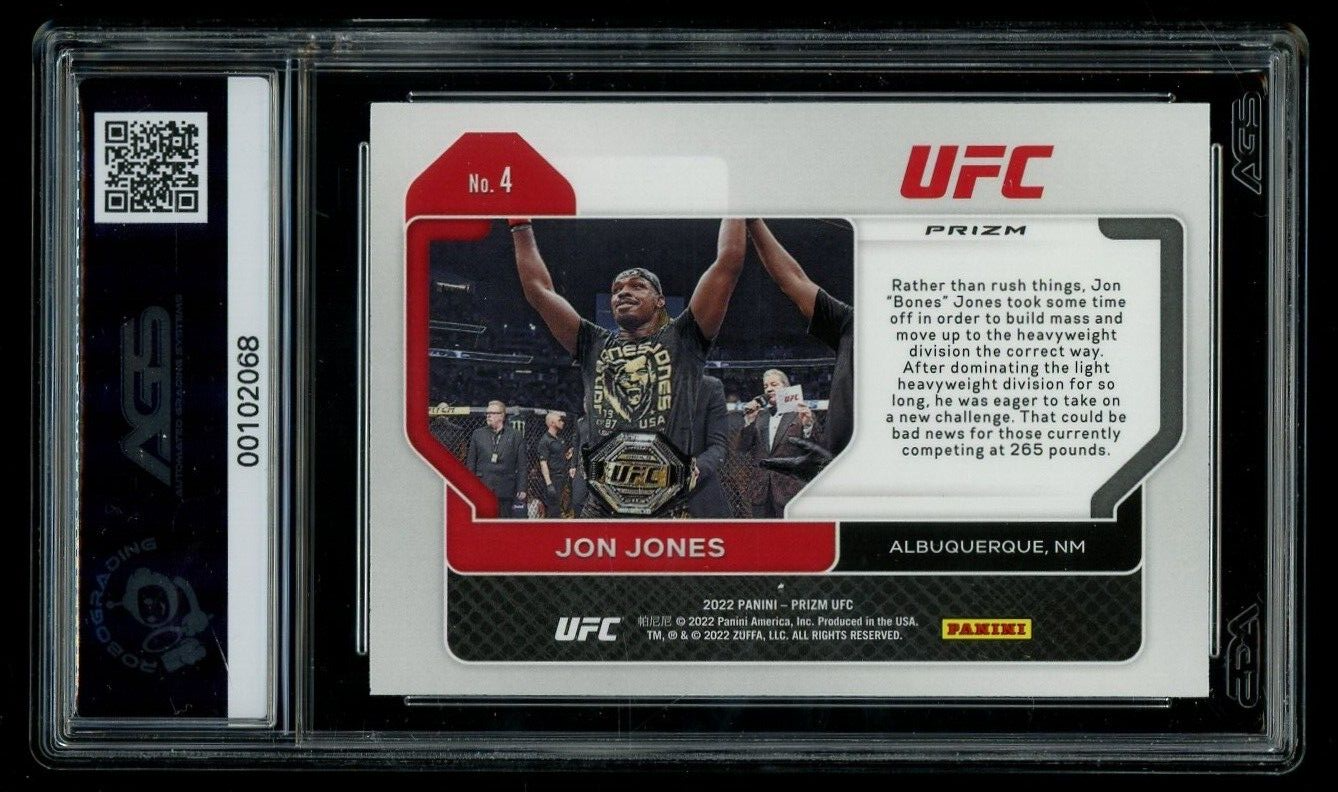 2022 Panini Prizm UFC Jon Jones #4 White Sparkle AGS 9