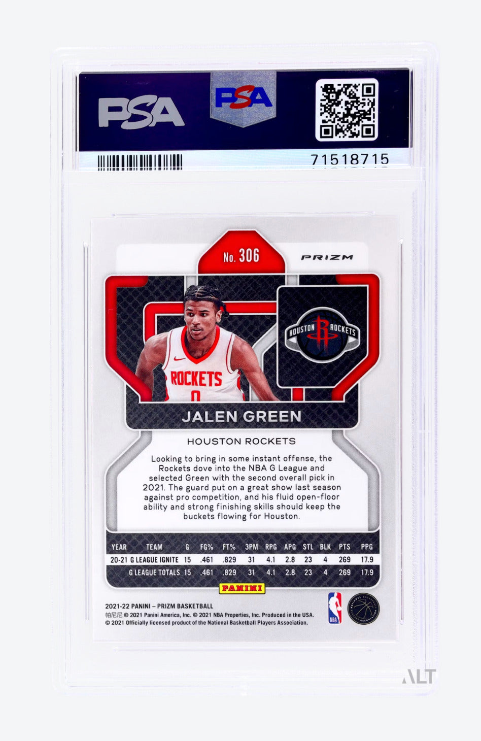 2021 Basketball TCG Prizm Jalen Green #306 Red Ice PSA 10