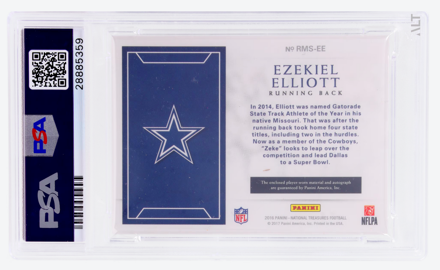 2016 National Treasures Ezekiel Elliott Rookie Patch Auto Silver /25 PSA 10