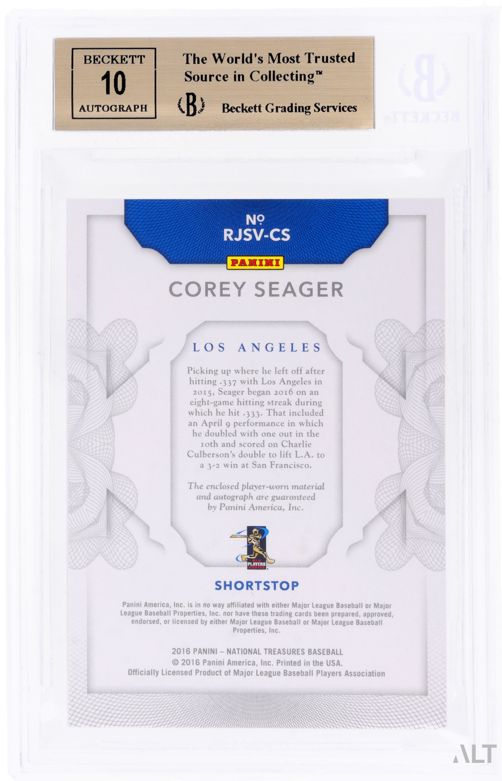 2019 Panini Prizm NBA Finalists Corey Seager #3 BGS 10