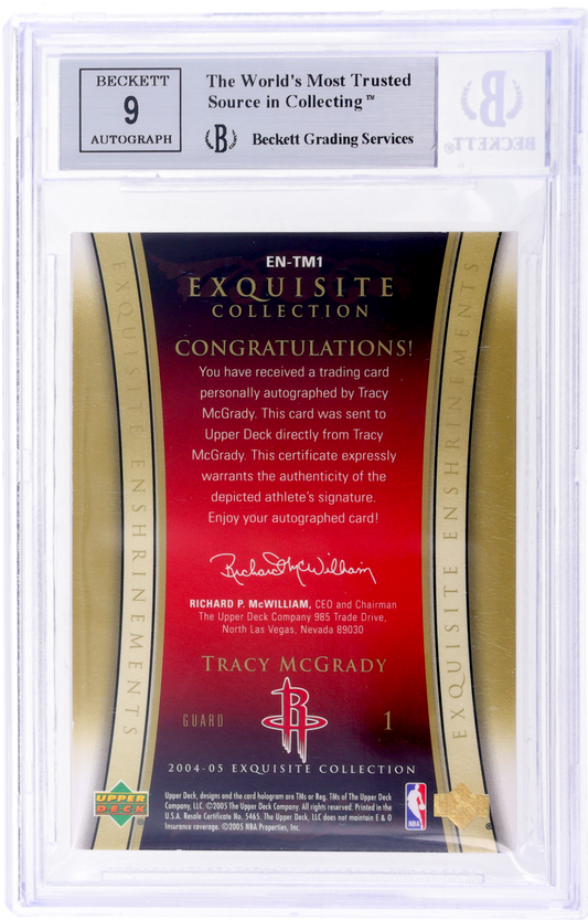 2004 Exquisite Collection Tracy Mcgrady #EN-TM1 Enshrinements Auto Red /25 BGS 8.5
