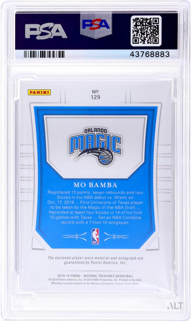 2018 Panini National Treasures Mo Bamba #129 PSA 9