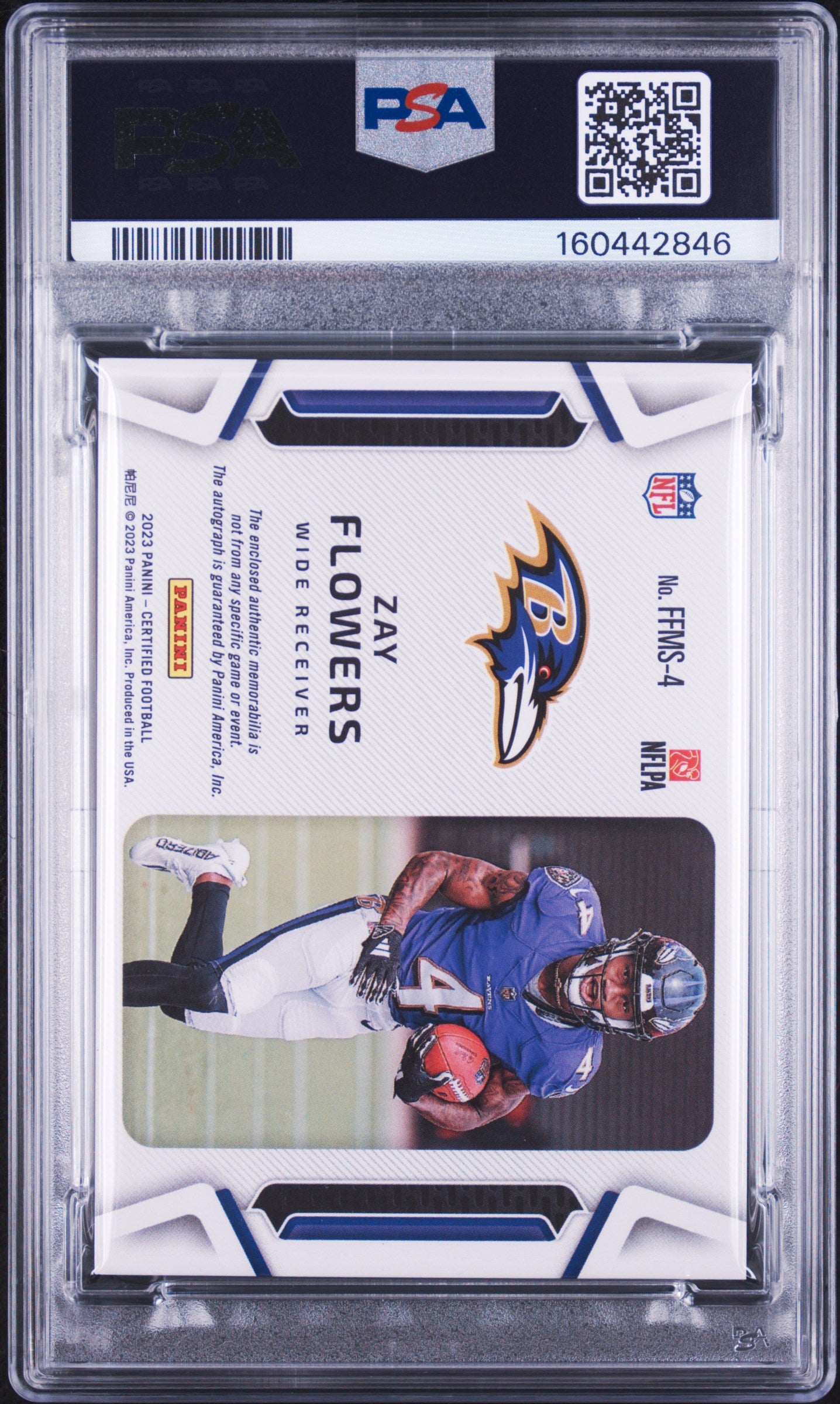 2023 unknown Panini Certified Freshman Fabric Mirror Signature Zay Flowers Mirror Gold FFMS4 English PSA 6