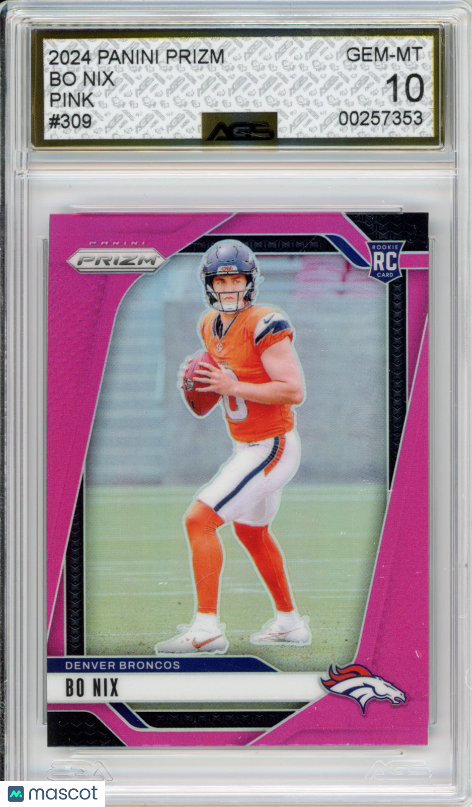 2024 Football Prizm BO NIX #309 PINK AGS 10