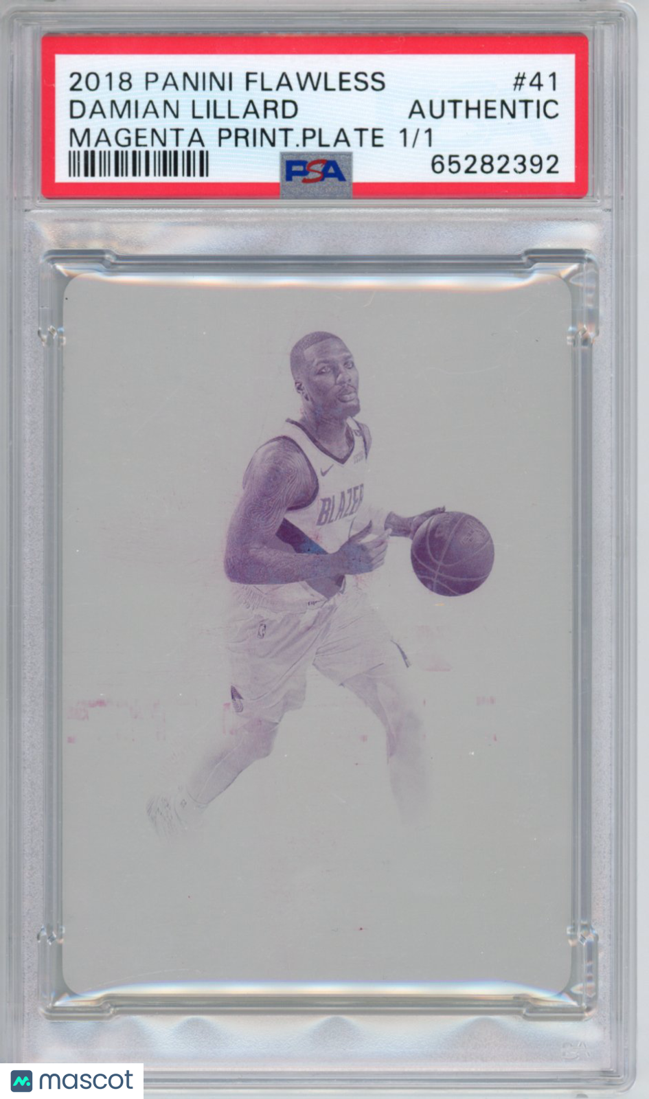 2018 Panini Flawless Damian Lillard #41 Magenta Print. Plate 1 1 PSA A