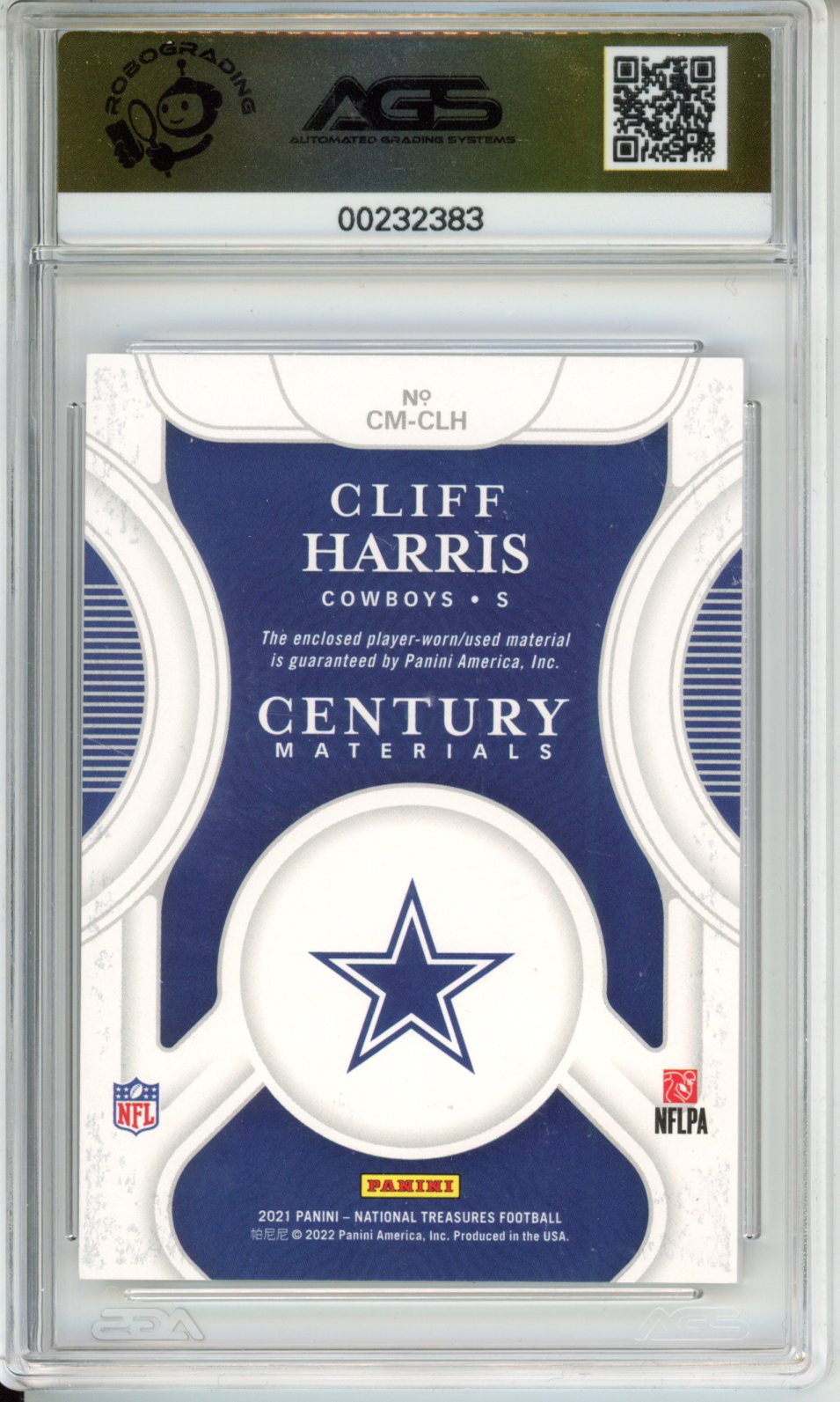 2021 Panini National Treasures Cliff Harris #CM-CLH 18/25 Dallas Cowboys AGS 9.5