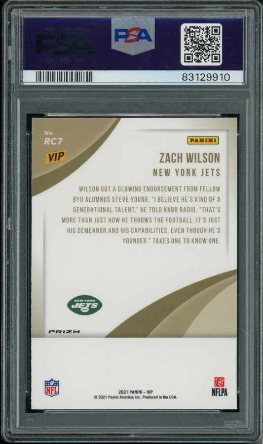 2022 Panini National VIP Zach Wilson #RC7 Rookies Zebra PSA 9