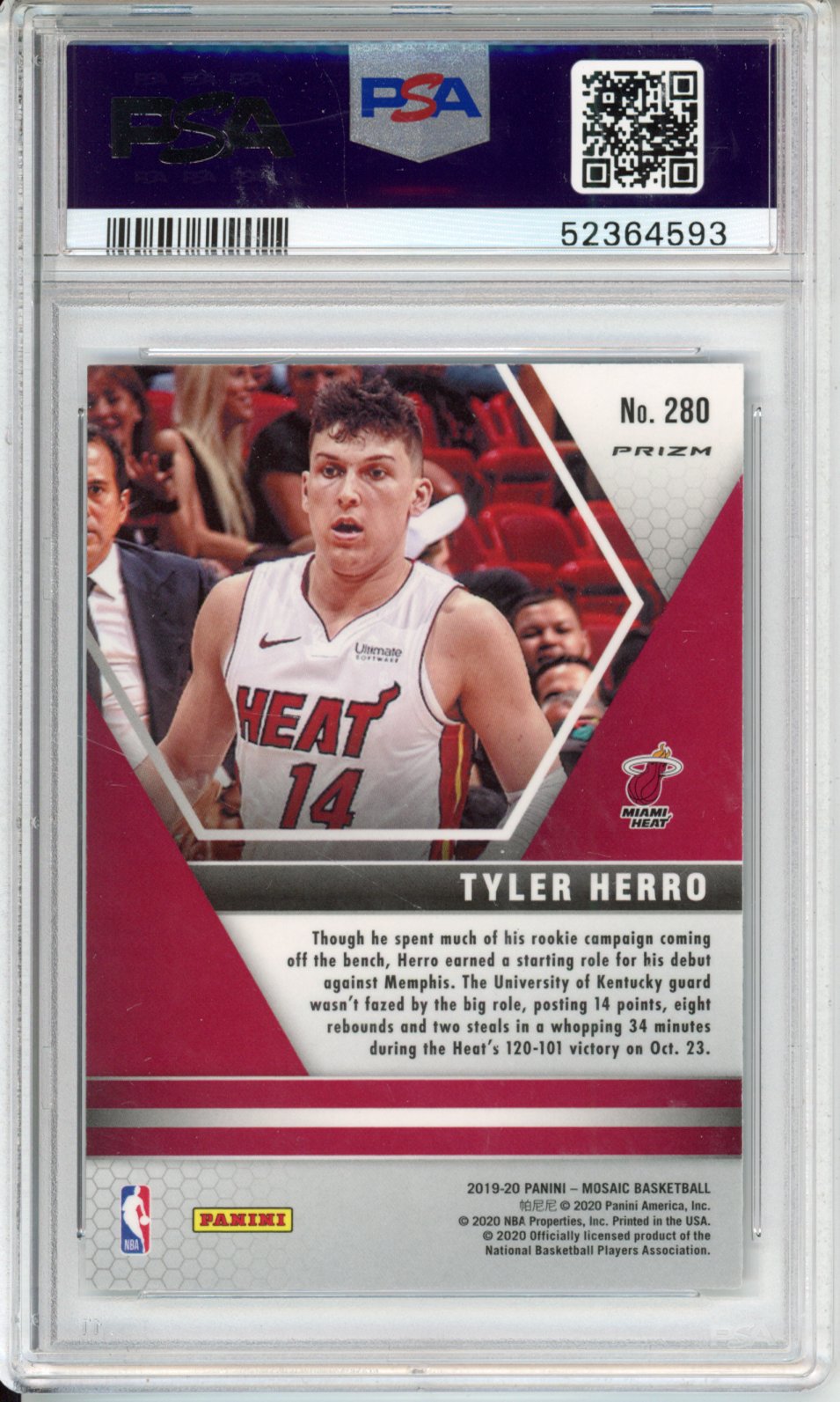 2019 Panini Mosaic Tyler Herro #280 Genesis PSA 10