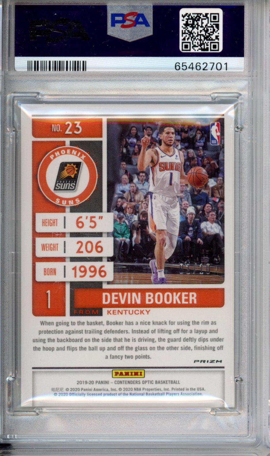 2019 Panini Contenders Optic Devin Booker #23 Gold PSA 10