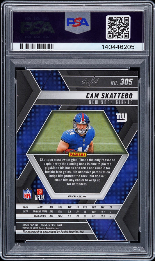 2025 Panini MOSAIC CAM SKATTEBO #305 AUTOGRAPH-BLACK 1/1 English PSA 10
