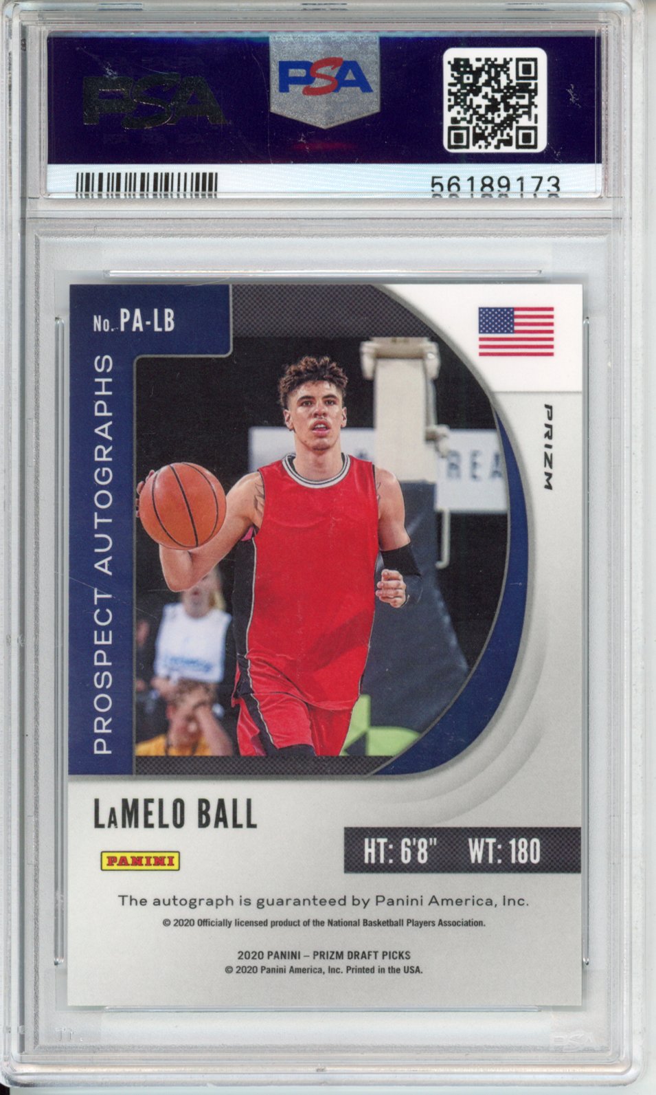2020 Panini Prizm Draft Picks Prospect Auto Lamelo Ball #PALB Hyper PSA 9