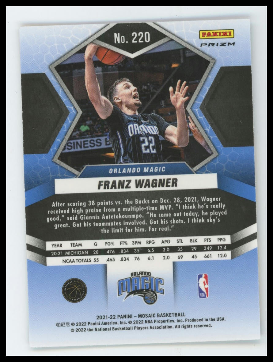 2021-22 Panini Mosaic Gold #220 Franz Wagner