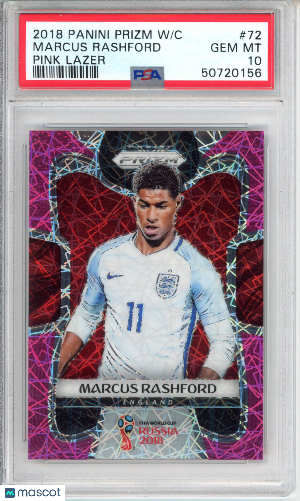 2018 Panini Prizm World Cup Marcus Rashford #72 Pink Lazer PSA 10