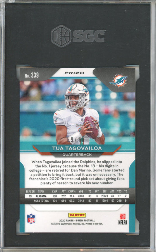 2020 Panini Prizm Tua Tagovailoa #339 Gold Prizms /10 SGC 9
