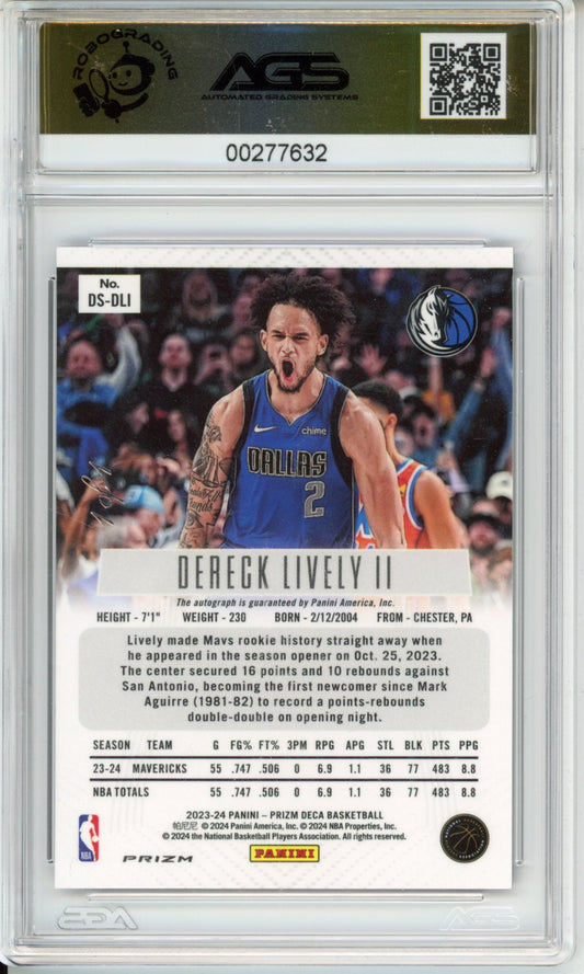2023-24 PRIZM DECA DERECK LIVELY II #DS-DLI AGS 10 Auto /1 Black Rookie