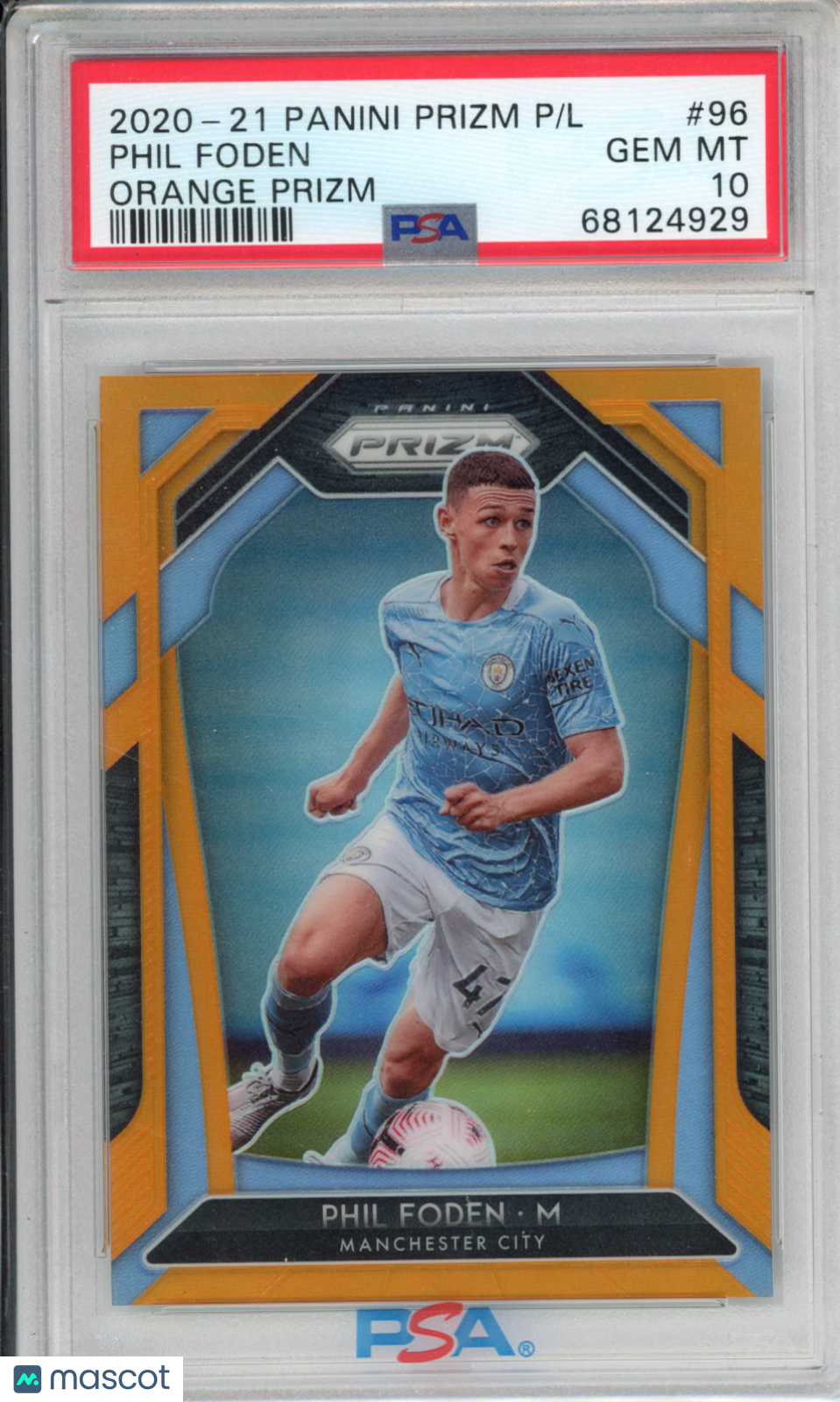 2020 Panini Prizm Premier League Phil Foden #96 Orange PSA 10