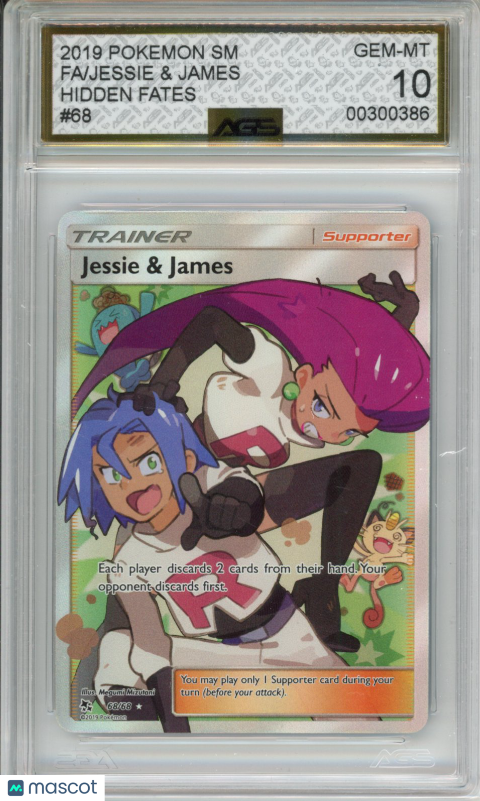 2019 pokemon Hidden Fates Jessie & James #68 AGS 10