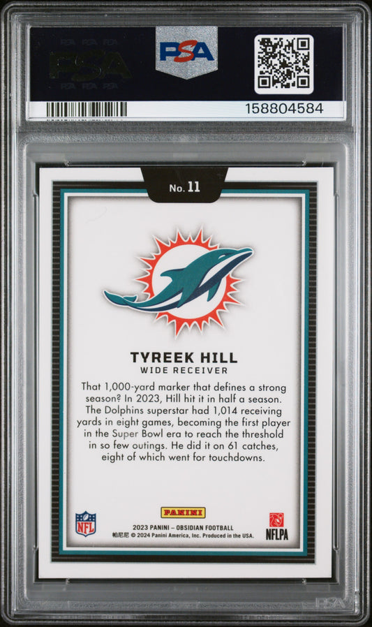 2023 Panini Obsidian Football Tyreek Hill #11 Obsidian Black Color Blast English PSA 9