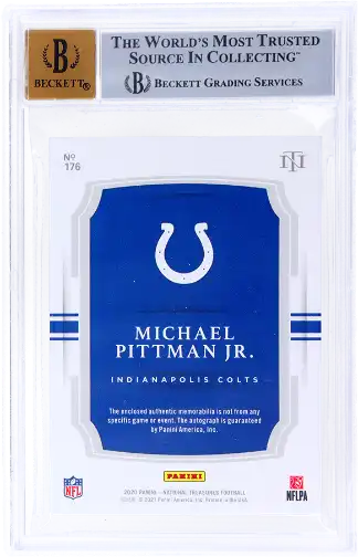 2020 National Treasures Michael Pittman Jr. Rookie Patch Auto Gold BGS 8.5 RPA /10