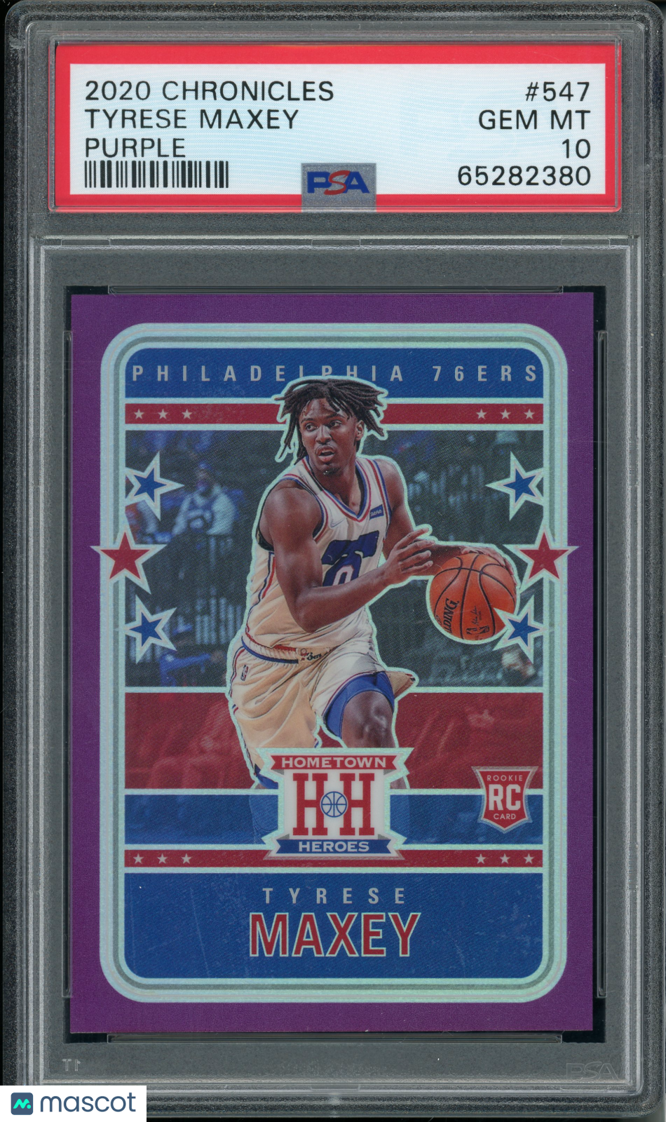 2020 Panini Chronicles Tyrese Maxey #547 Purple PSA 10