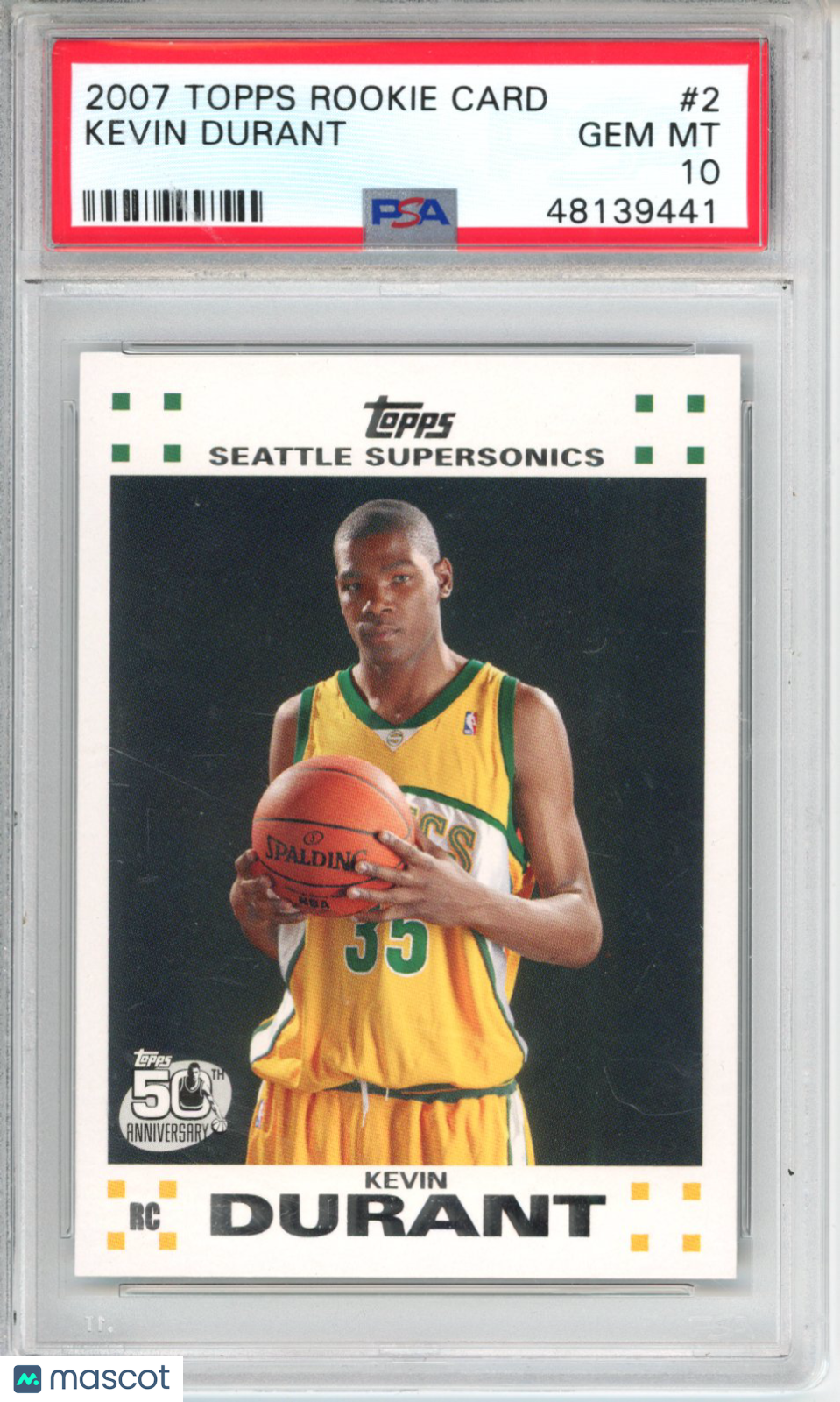 2007 Topps Rookie Card Kevin Durant #2 PSA 10