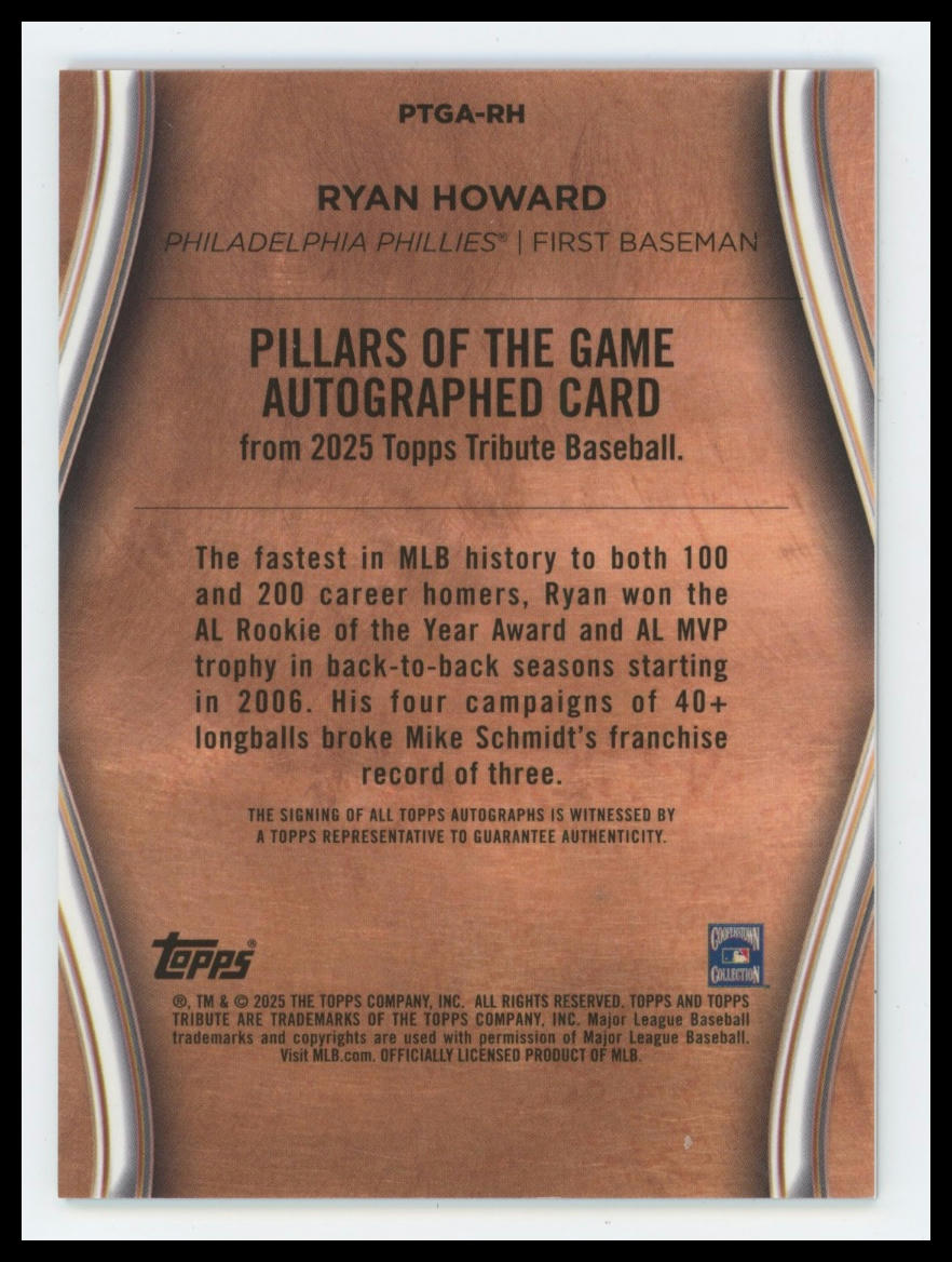 2025 Topps Tribute Ryan Howard Pillars of the Game Autographs #/199