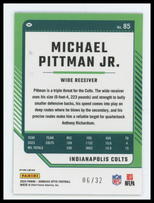 2024 Donruss Optic Michael Pittman Jr. Team Logo #/32