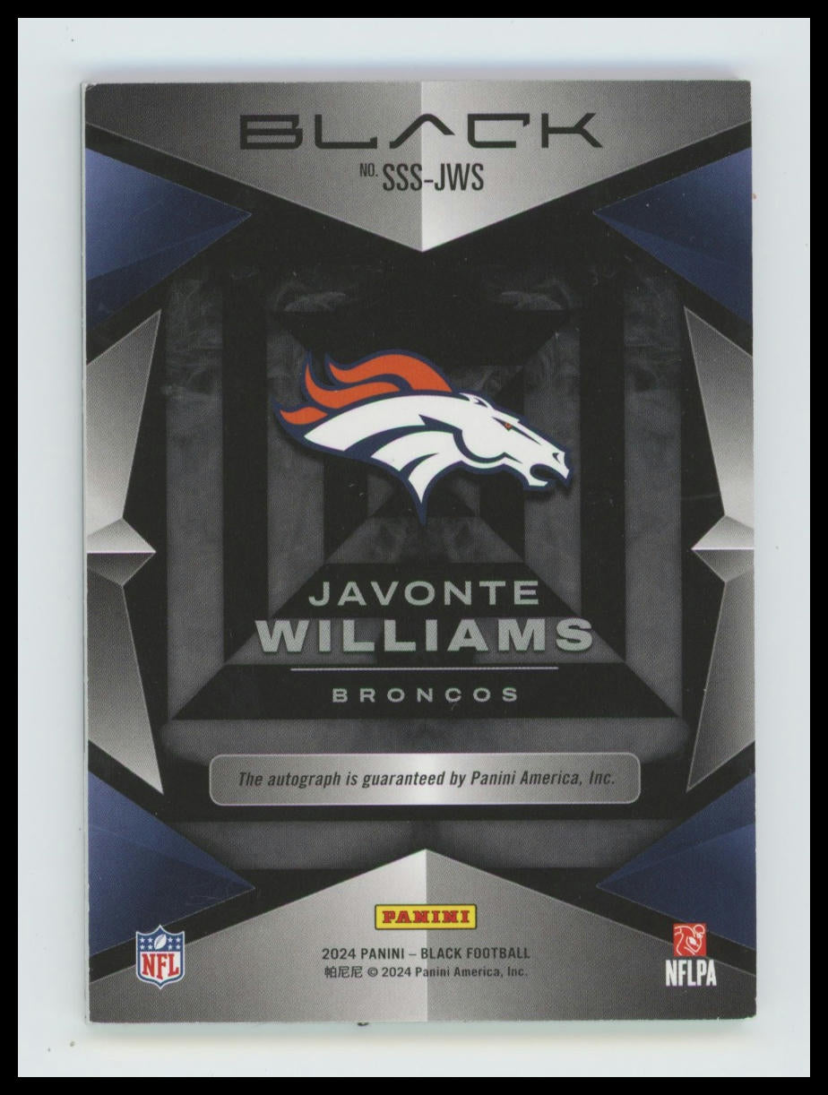 2024 Panini Black Javonte Williams Smoke Show Signatures Royal #/50