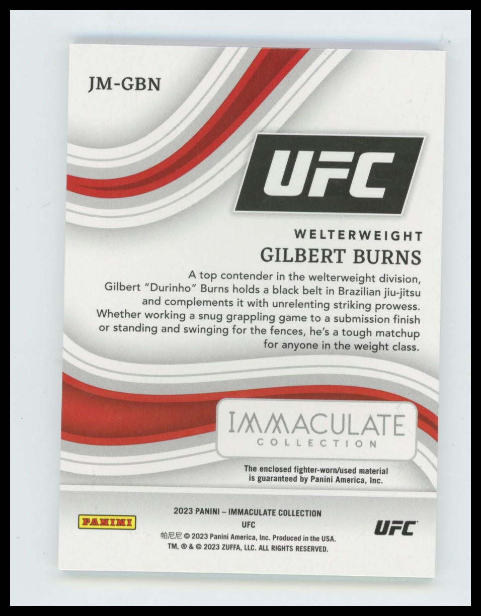 2023 Panini Immaculate Collection UFC Gilbert Burns Jumbo Memorabilia #/10