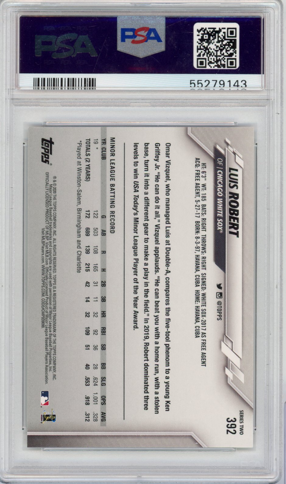 2020 Topps Baseball Luis Robert #392 English PSA 9