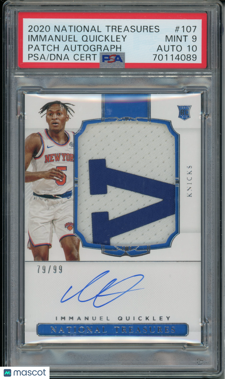 2020 National Treasures Immanuel Quickley #107 Rookie Patch Auto PSA 9 RPA