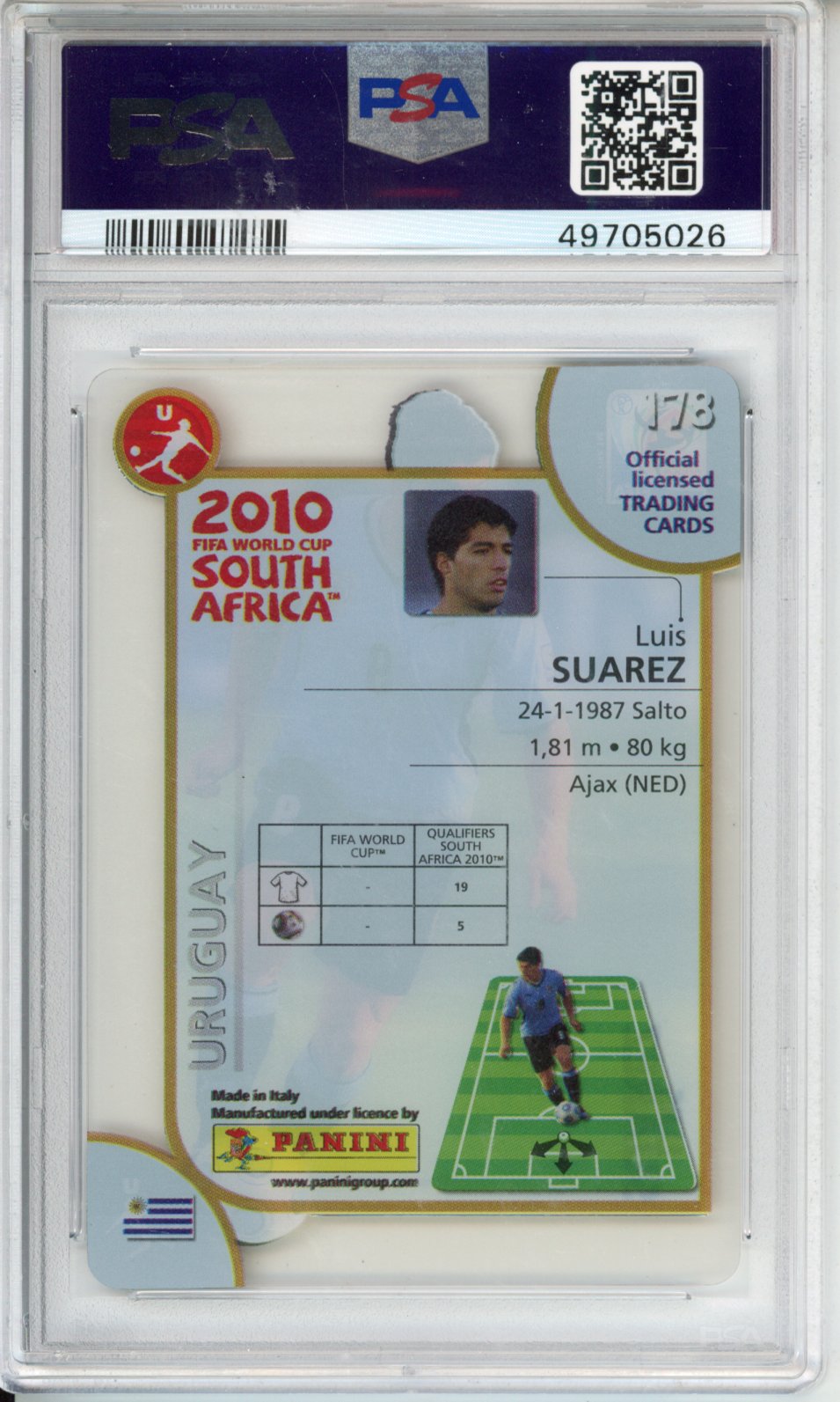 2010 Panini World Cup South Africa Luis Suarez #178 PSA 8