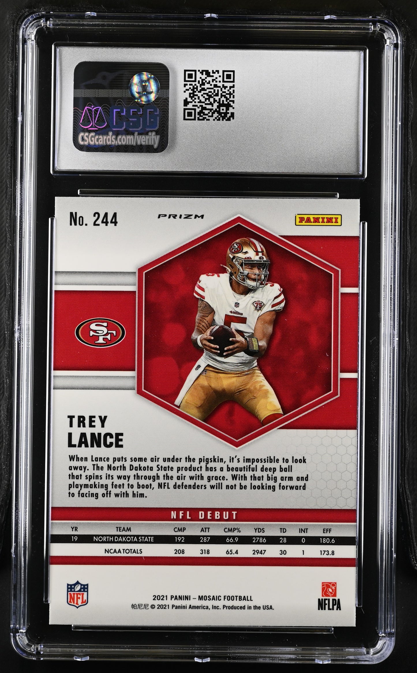 2021 Panini Panini Mosaic Football Trey Lance #244 Reactive Orange CGC 9