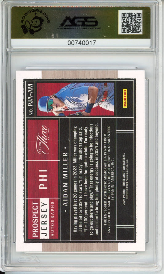 Baseball 2024 PANINI THREE AND TWO AIDAN MILLER #PJA-AM Unlimited AGS 10