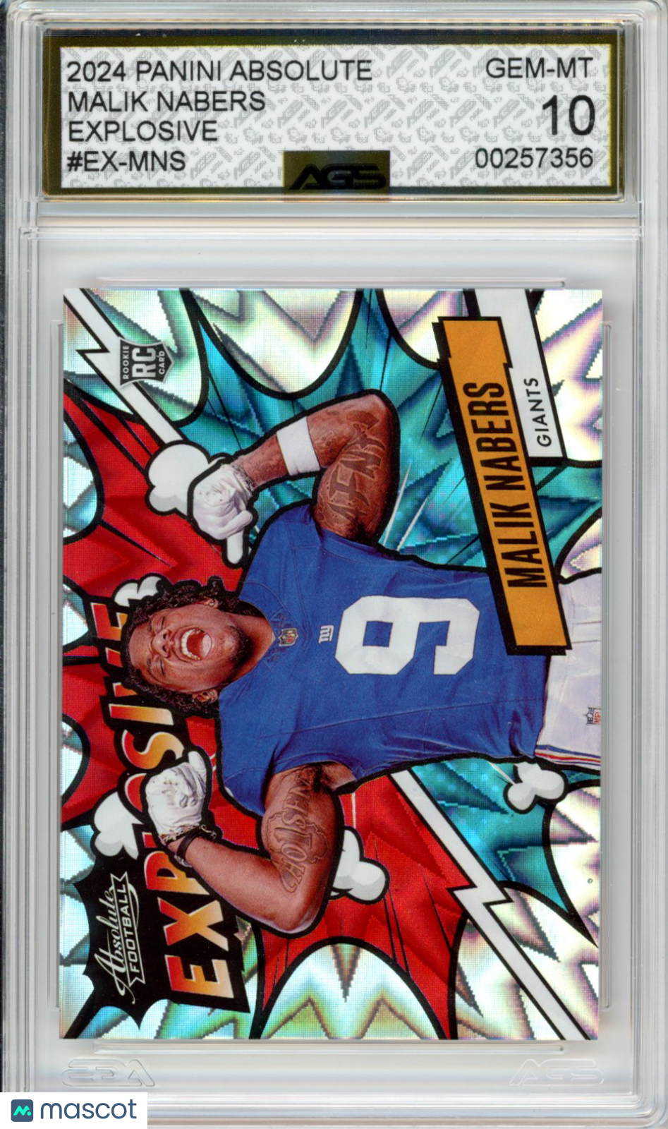 2024 Panini Absolute Malik Nabers #EX-MNS EXPLOSIVE AGS 10