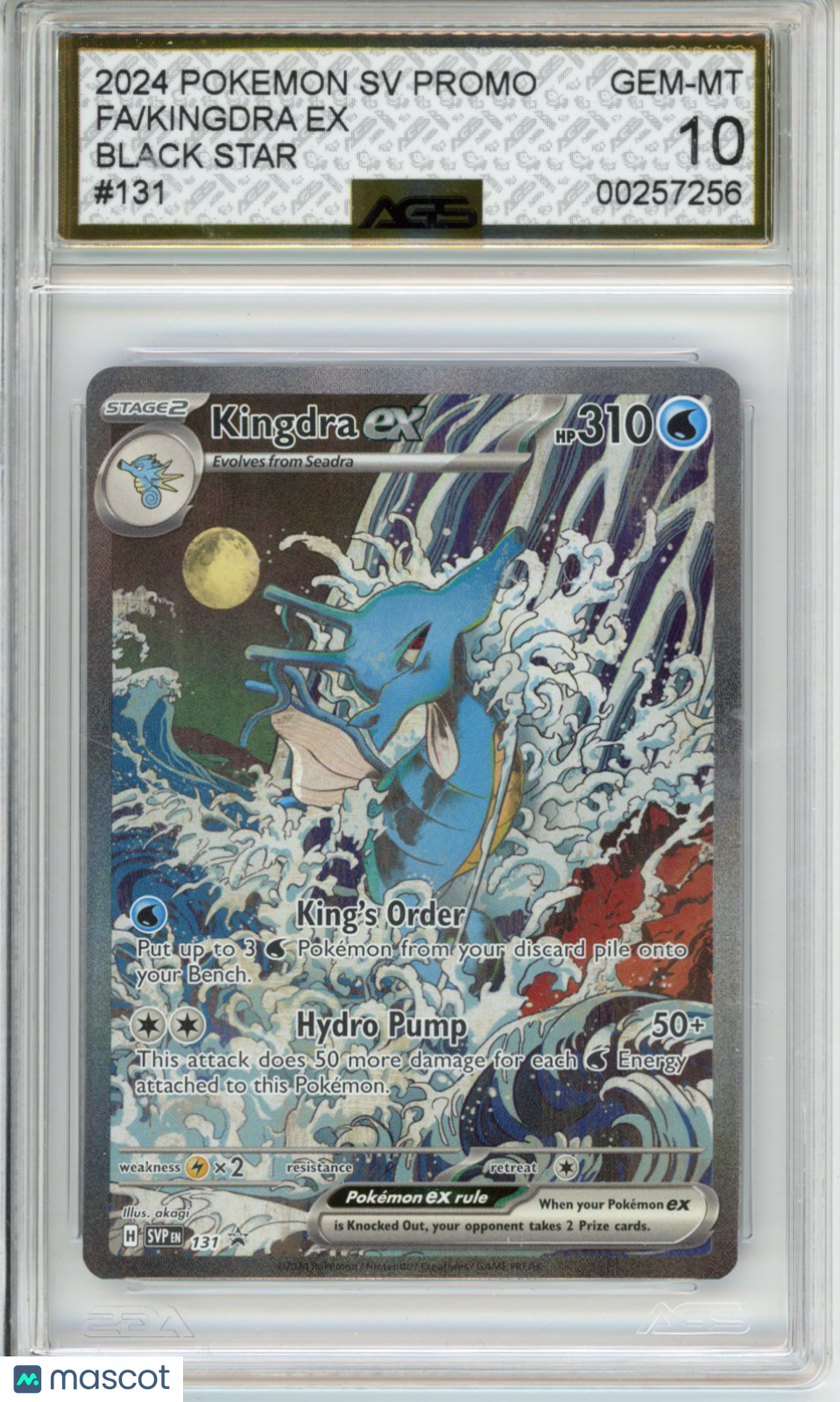 2024 Pokemon Scarlet Violet Promo Kingdra ex #131 AGS 10