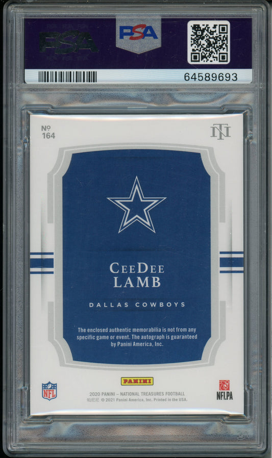 2020 Panini National Treasures Ceedee Lamb #164 Patch Autograph /99 PSA 9