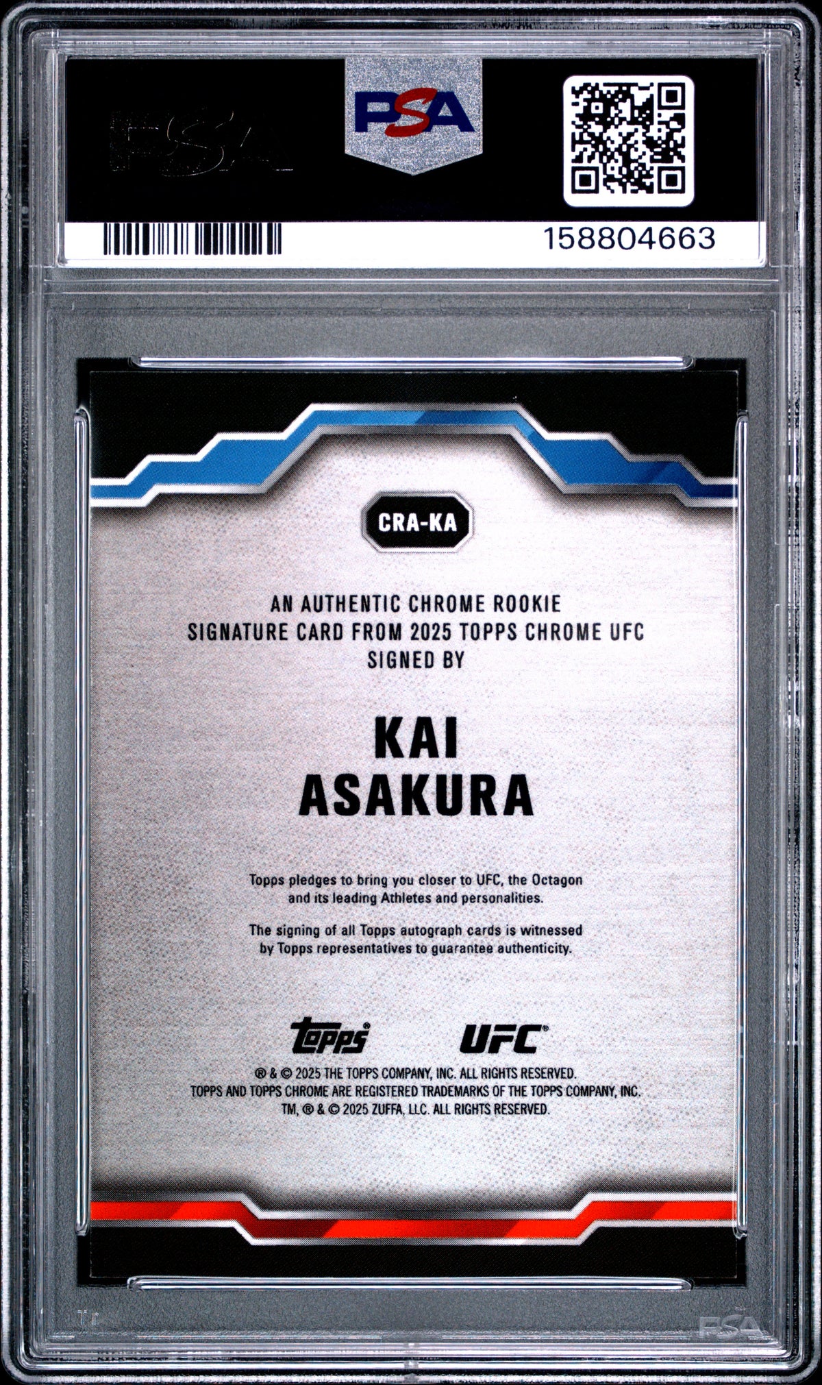 2025 Topps Chrome Sapphire Kai Asakura UFC Chrome Autographs Orange English PSA 9